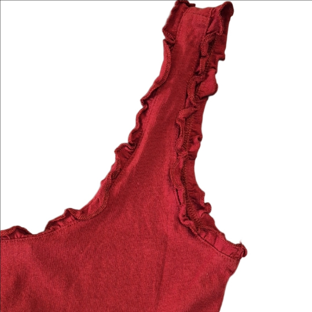 RW&CO. Maroon Ruffled Button-Front Tank - Picture 6 of 9